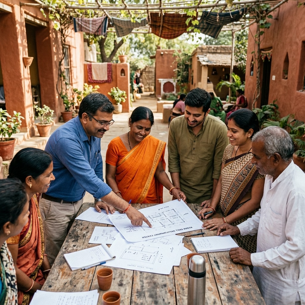 Kedar Foundation team and volunteers collaborating around a table